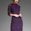 Fuchsia 3/4 Sleeve Women\'s Bodycon Dress (Plus Size Available)