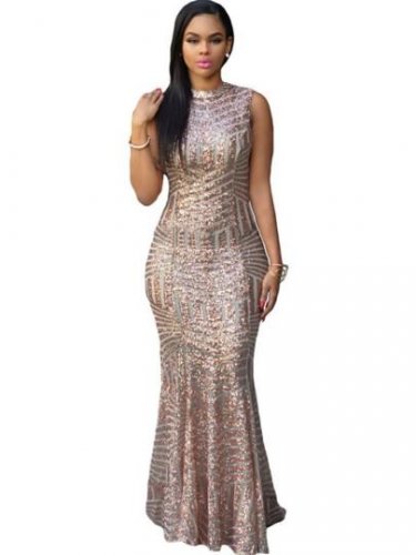 Sequins Open Back Women\'s Maxi Dress