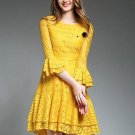 Bell Sleeve Tiered Women\'s Lace Dress