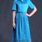 Lace Patchwork Lapel Women\'s Maxi Dress (Plus Size Available)