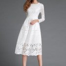 Hollow Long Sleeve Women\'s Lace Dress