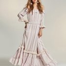 Pink Slash Neck Falbala Women\'s Maxi Dress