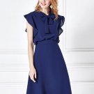 Chiffon Falbala Tie Neck Women\'s Day Dress
