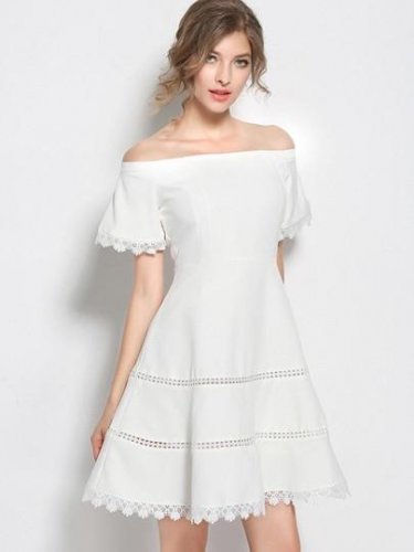 Back Zipper Slash Neck Women\'s Day Dress