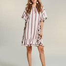 Straight Striped Falbala Women\'s Day Dress