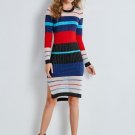 Slash Neck Single-Breasted Split Women\'s Sweater Dress