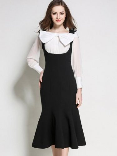 Black Knot Double-Layered Women\'s Sheath Dress