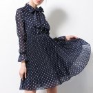 Tie Neck Polka Dots Women\'s Day Dress