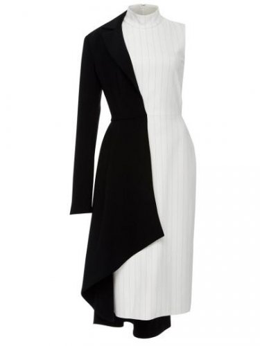 Turtle Neck Double-Layered Striped Women\'s Sheath Dress