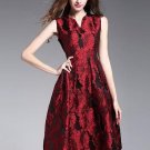 Red Flowers Printed Women\'s Day Dress