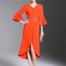 Orange Red Single-Breasted Women\'s Maxi Dress