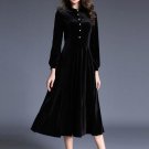Black Single-Breasted Ruffle Women\'s Long Sleeve Dress (Plus Size Available)