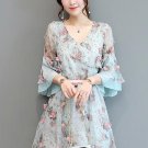 Tiered Bell Sleeve Appliques Women\'s Day Dress