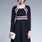 Black Striped Women\'s Long Sleeve Dress