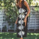 Sleeveless Women Dress 2017 V Neck Sexy Long Dress Female Bohemia Holiday Floral Embroidery Black Dr