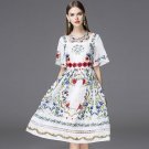 Summer Dress 2016 Bohemia Fashion New Daily Short Flare Sleeve Embroidery New Floral Print Vintage H