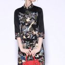 Plus Size XXXL Ethnic Style Embroidery Flower Dress Chinese Women Modern Cheongsam Elegant Vintage Q