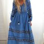 Autumn Winter Women Dress Long Sleeve High Waist Loose Dress Women V Neck Embroidery Tassels Bohemia