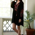 Women Boho Dress Long Sleeve V Neck Sexy Mini Dress Female Flower Embroidery Tassel Loose Dress Draw