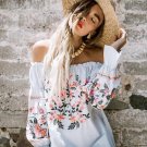 Autumn Women Dress 2017 Boho Dress Women Long Sleeve Off The Shoulder Sexy Dress Sweet Flower Embroi
