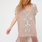 Boho Dress Women Short Sleeve V Collar Loose Dress Female Bohemia Embroidery Seaside Holidays Dresse