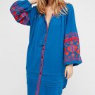 Women Boho Dress 2017 Autumn Long Sleeve Embroidery Bohemian Mini Dress Female V Neck Tassel Loose B