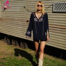 Autumn Women Dress V Collar Bohemian Dress Female Floral Embroidery Tassel Loose Mini Dress Holiday 