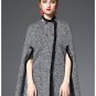 High Quality Women Winter Coat Houndstooth Wool Cloak Coats Button Vintage England Style Poncho Oute