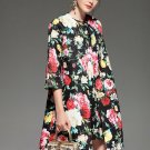 Runway Fashion Women Winter Coats Warm Elegant Vintage Rose Floral Print Cotton Coat Outerwear + Sle