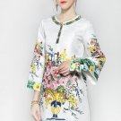 High Quality Winter Women Coats Noble Beading Flower Floral Print Casual Jackets Fashion Cotton Coat