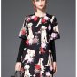 High Quality Patchwork Knitting Long Sleeve Winter Coat Women Overcoat Black pet dog Printed Floral