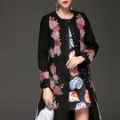 High Quality Women Winter Coat Warm Long Sleeve Flowers Floral Embroidery Long Lace Coats Fashion Ou