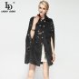 High Quality Women Winter Cloak Coats Double Breasted Luxury Button Floral Embroidery Wool Coat Over