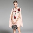 Women Winter Cloak Wool Coats Warm Elegant Rose Floral Flowers Appliques Sequin Cashmere Coat Outwea
