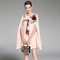 Women Winter Cloak Wool Coats Warm Elegant Rose Floral Flowers Appliques Sequin Cashmere Coat Outwea