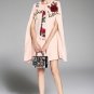 Women Winter Cloak Wool Coats Warm Elegant Rose Floral Flowers Appliques Sequin Cashmere Coat Outwea