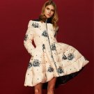 European Printed Winter Women Down Parkas Coats 80% Duck Down Fashion Outerwear Overcoat X-Length Cl