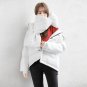 Winter White Black Hooded Long Sleeve Jcaket New Korean Fashion With Scarf Woman\'s Loose Casual Coa