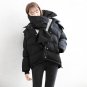 Winter White Black Hooded Long Sleeve Jcaket New Korean Fashion With Scarf Woman\'s Loose Casual Coa
