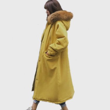 Winter Oversized Military Loose Parka Real Fur Warm Hooded Casual Cotton Padded Coat Thick Winter Ja