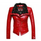New Luxury Autumen Winter Women Genuine Fur Leather Jackets Lady Sheepskin Motorcycle Red Black Coat