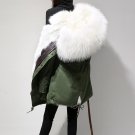 Army green black 2017 real raccoon fur collar hooded winter jacket women parka fur coat fashion thic