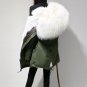 Army green black 2017 real raccoon fur collar hooded winter jacket women parka fur coat fashion thic