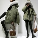 Winter Jacket Women Coats Real Large Raccoon Fur Collar Female Parka Army Green Thick Cotton Padded 