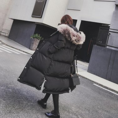 Plus Size X-long Style Winter Jackets Woman ,2017 New Fur Hooded Cool Black Gray Windproof Cotton Co