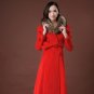 Winter Woolen Coat Women Double-Breasted Thicken Long Cashmere Wool Coat Parka Raccoon Fur Collar Ja