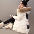 NEW Winter Jacket Women Hooded Fur Collar Women\'s Down Jacket Print Women Winter Coat Wadded Jacket