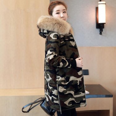 Camouflage Military Jackets 2017 Winter Jacket Women Chaqueta Mujer Thick Cotton Maxi Coats Hooded F