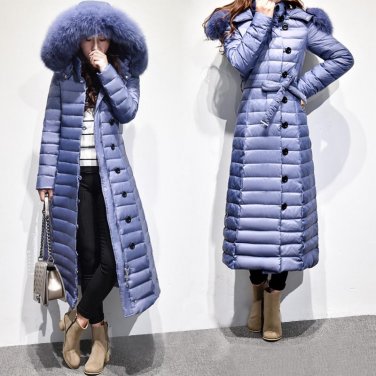 Oversized Coats Winter Coat Women Fox Fur Collar Women\'s Down Jacket Over Knee Long Jacket Female H