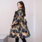 Thicken Down Cotton Jacket Coat Women Print Winter Jacket Women Skirt Style Long Parka Elegant Wadde